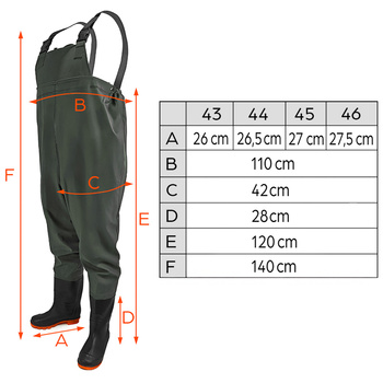 Rybářské prsačky, brodící kalhoty OMEGA velikost 45